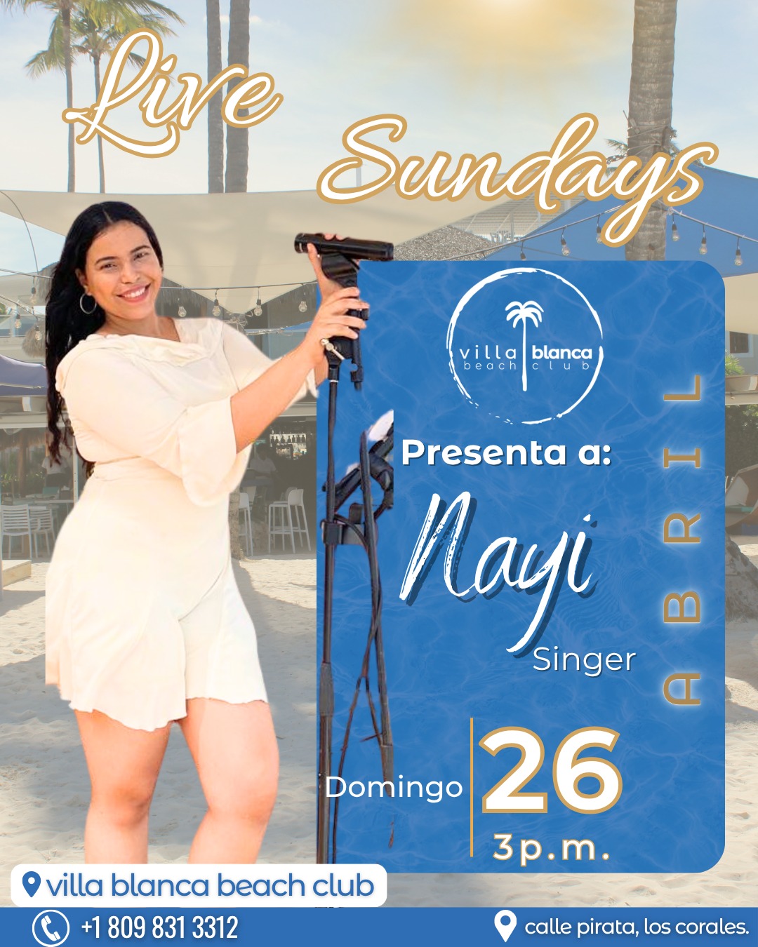 🎶 ¡Este domingo 26 de Abril los esperamos en #villablancabeachclub🌴 para otro increíble Live Sundays! 🎶

Disfruta de la mejor música en vivo con el Latín Show de Nayi, @smith.music  mientras te relajas con deliciosos cócteles, exquisita comida y la comodidad de nuestras tumbonas en palapas y casitas, todo con una vista espectacular al mar 🌊🍹🍽️.

¡No te pierdas esta experiencia única! Ven a vivir un fin de semana inolvidable con nosotros, donde la buena música y la mejor atención te esperan. ¡Te esperamos!

#LiveSundays #VillaBlancaBeachClub #MúsicaEnVivo #PlayaYSabor #LatinShow #SummerTime #LiveSundays #VillaBlanca #DiversiónEnFamiliaActiva #Agradecimiento #MomentosEspeciales #ClubDePlaya #Familia #Tranquilidad #ClubDePlaya #ClubDePlaya #puntacana #dominicanrepublic #beachclubpuntacana  #beachclubrd #beachclubdr #almuerzopuntacana #tranquilidad