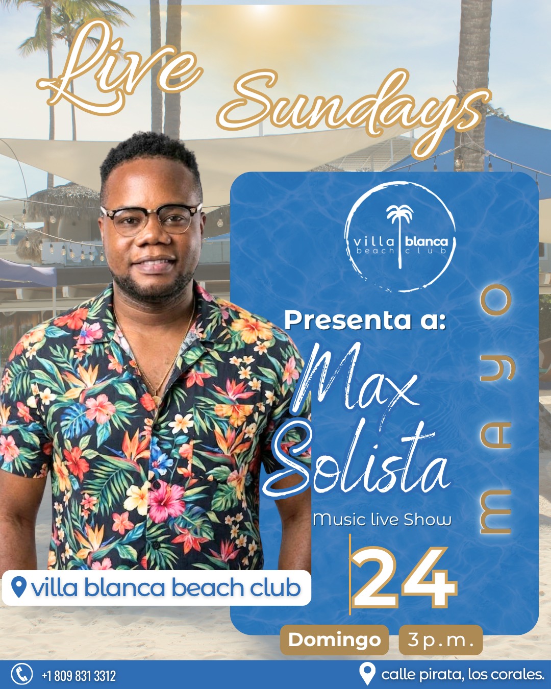 🎶 los fines de semana, la diversión se multiplica con música en vivo que hará bailar a toda la familia. 🎶💃en #villablancabeachclub

Este domingo 24 de mayo arrancamos el mes con:

 Max music @maxmusic_lifee
A partir de las 3p.m.

Activa las notificaciones y mantente atento a nuestro perfil para que te enteres de los eventos especiales que tenemos para ti. 

Todos los domingos a partir de las 3pm
¡TE ESPERAMOS!

📲 Reserva ahora tu palapa o casita en el link de nuestra biografía o en nuestro DM

#villablancabeachclub #playapuntacana #playasrd #mojitolovers #bavaro #puntacanamusicaenvivo #dominicanrepublic #beachclubpuntacana #beachclubrd #beachclubdr #almuerzopuntacana #restaurantepuntacana #puntacanarestaurant #bavarorestaurant #gastronomiapuntacana #puntacanafoodie #findesemana #musicaenvivopc